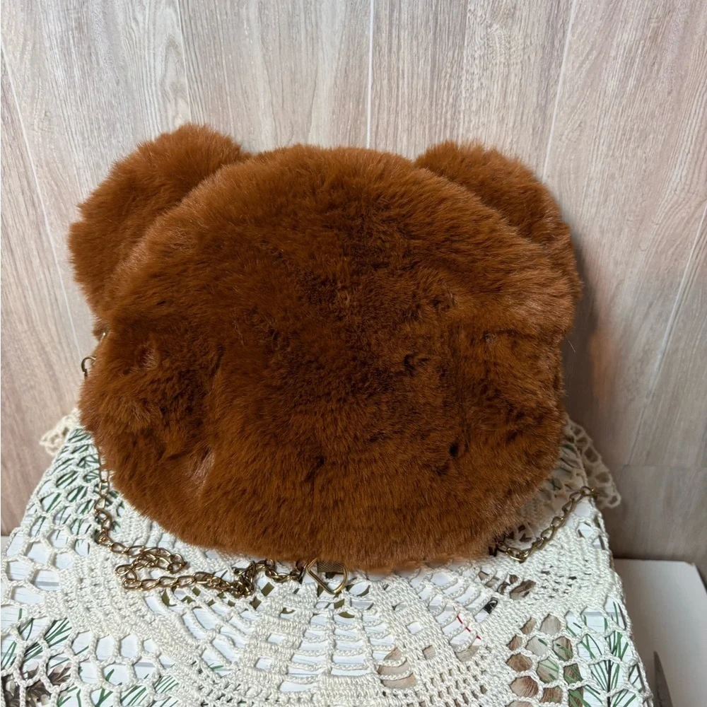 Brown Teddy Bear Plush Bag Purse Crossbody